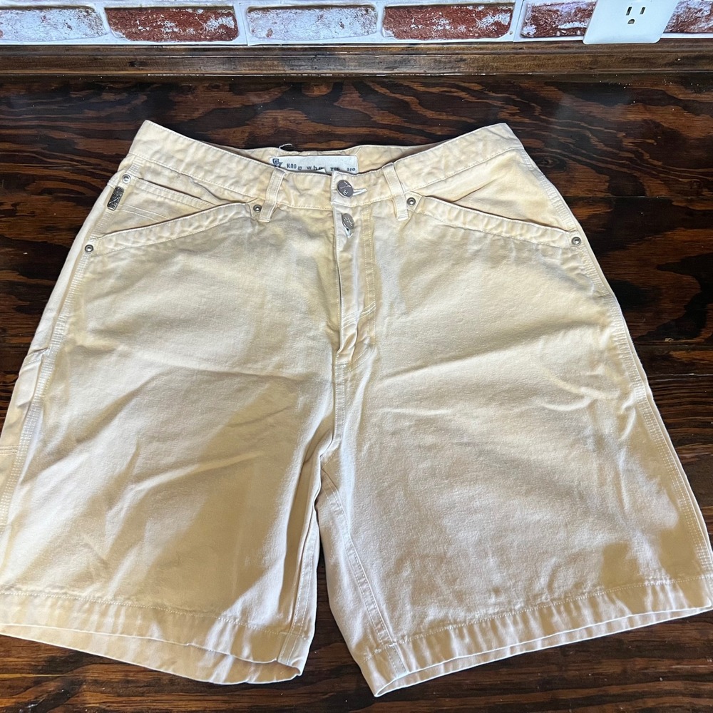 Gx Know Who You Are Tan Denim Utility Shorts Women Size 30 GenX Y2K cargo short